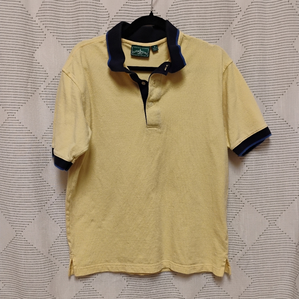 Outer Banks Yellow Polo with Blue Accents Mens Size Medium 100% Cotton